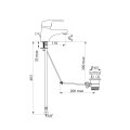 Einhebelmischer für Waschtisch, H. 60 mm, Zugstangenablaufgarnitur, Bügelgriff