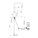 Einhebelmischer für Waschtisch, Schwenkauslauf H. 200 L. 150 mm mit Zugstangenablaufgarnitur