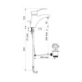 Einhebelmischer für Waschtisch, H. 85 L. 135 mm, Zugstangenablaufgarnitur, Bügelgriff