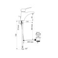 Einhebelmischer f&uuml;r Waschtisch, H. 85 L. 135 mm, Zugstangenablaufgarnitur,Bedienhebel