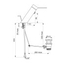 Einhebelmischer für Waschtisch, EP BIOSAFE H.95 m. Zugst.Ablgarn., Bedienhebel