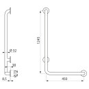 DELABIE Handlauf L-Form Durchmesser 32 mm Höhe 1245 mm Nylon weiß