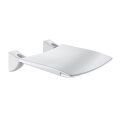 Duschsitz Komfort hochklappbar Edelstahl pulverbeschichtet weiß